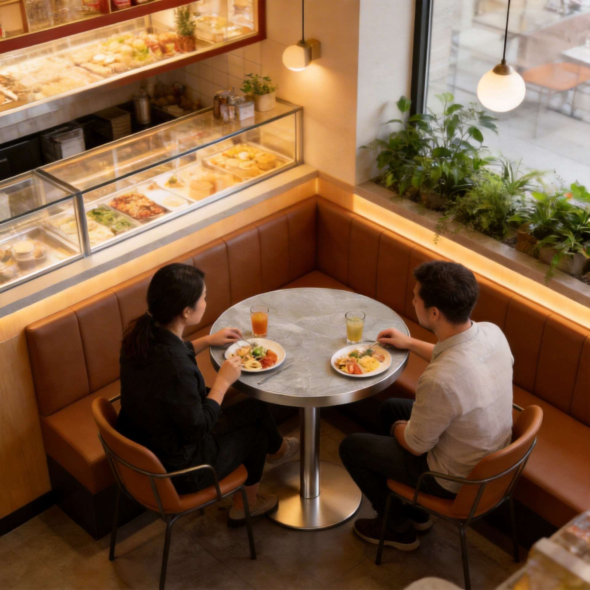 连锁餐饮小吃快餐店桌椅组合高档西餐厅防水耐磨早餐米线店餐桌椅