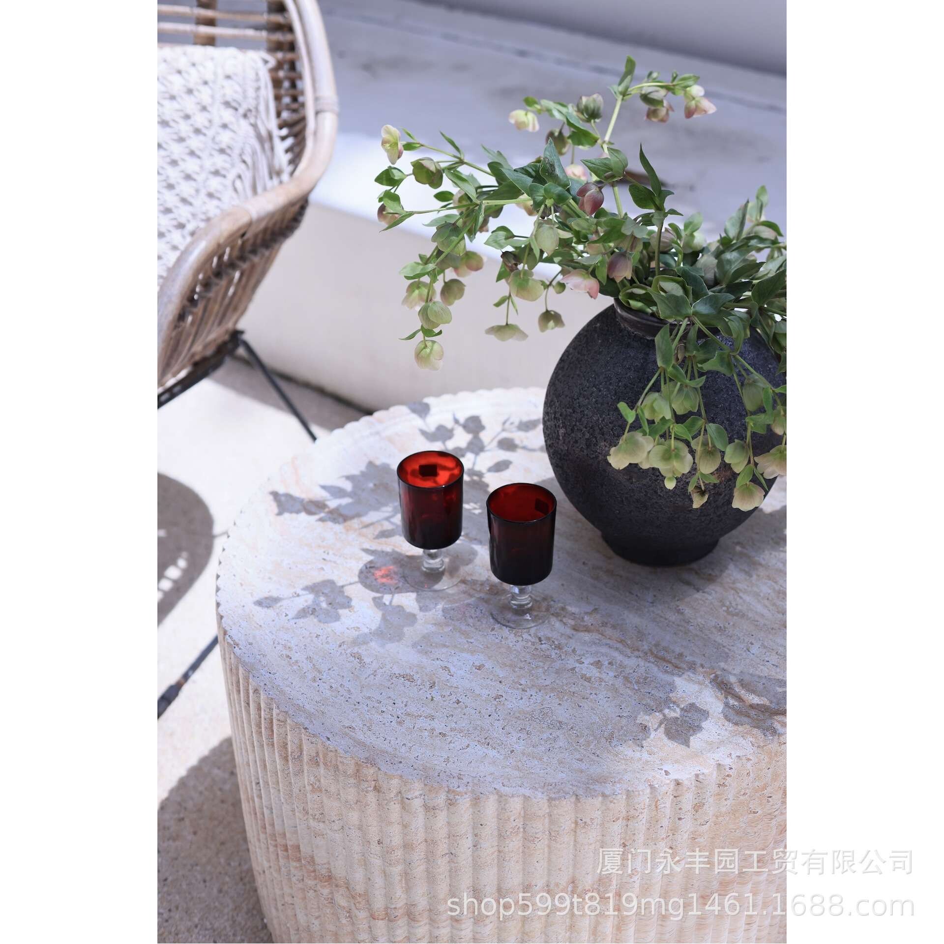 嘻物所 设计师茶几矮款圆形罗马柱艺术经典百搭家用沙发客厅矮桌