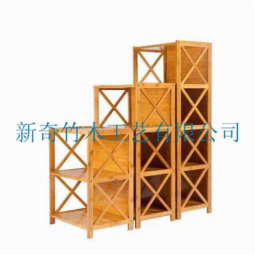 厂家楠竹实木交叉书柜2层3层4层书架置物柜新收纳简约现代风多层