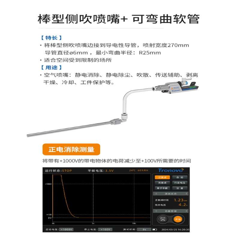 埃用TN2102-SN09 棒型侧吹喷嘴可弯曲软管离子风嘴工业除尘除静电