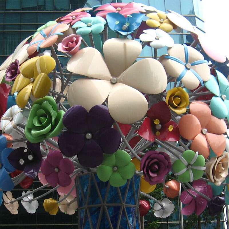 不锈钢花艺大花瓶雕塑不锈钢锻造工艺雕塑户外广场金属雕塑制作