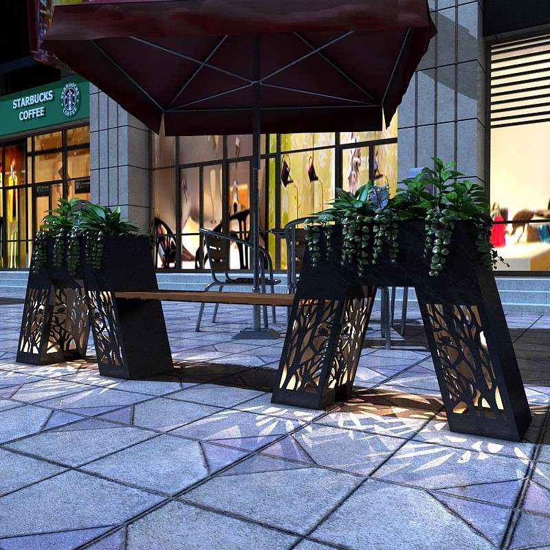 户外花箱组合奶茶店酒店座椅不锈钢镀锌板异形广场花箱