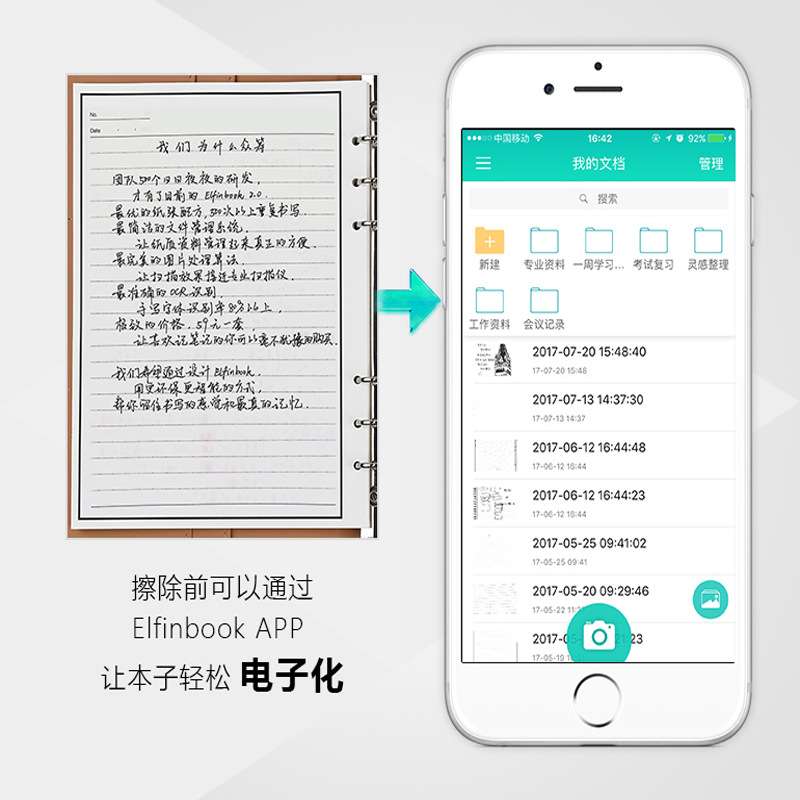 易飞Elfinbook X智能纸质笔记本可重复擦写办公商务记事本石头纸
