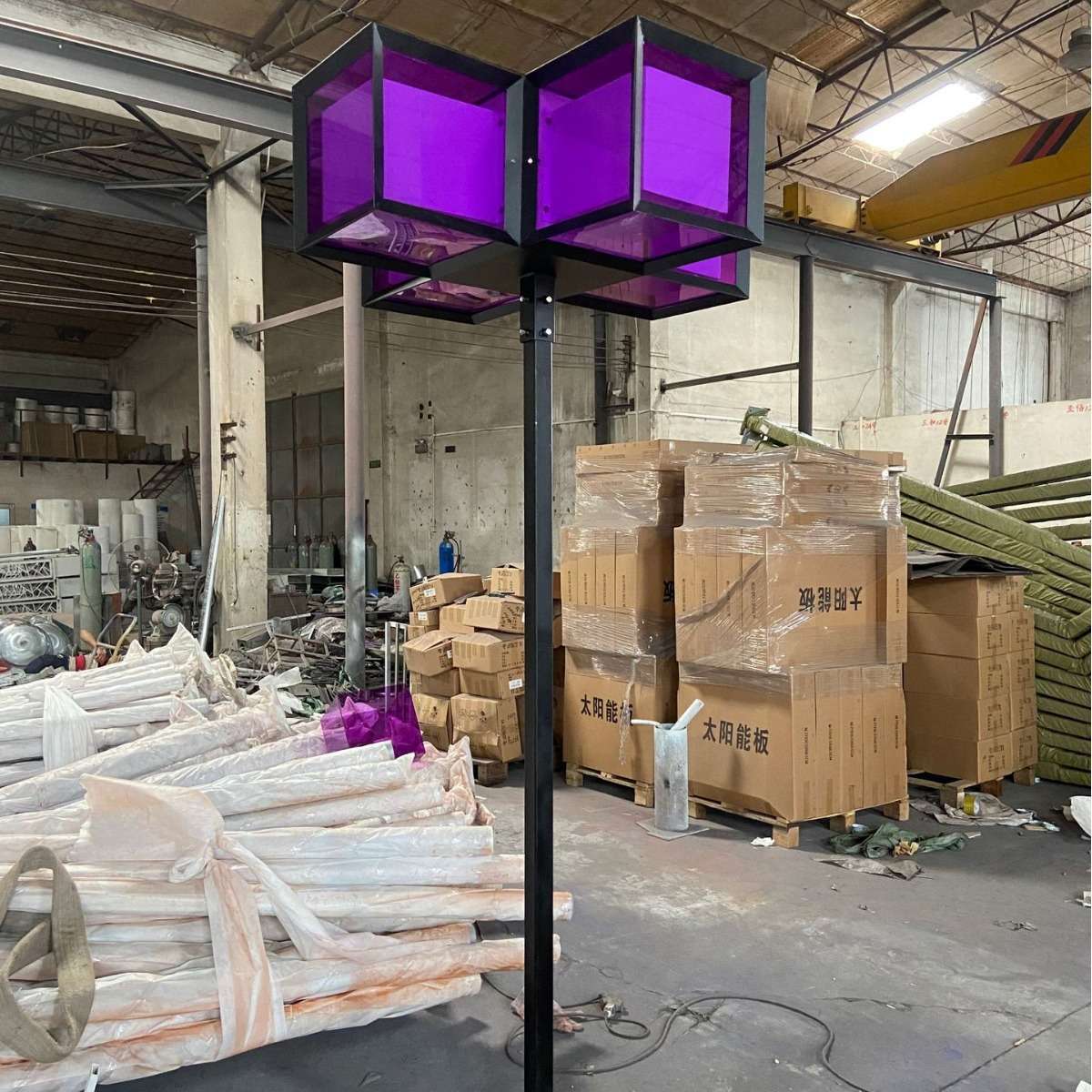 新中式新型潮款流咖啡店奶茶店景区公园紫色亚克力方形灯罩庭院灯