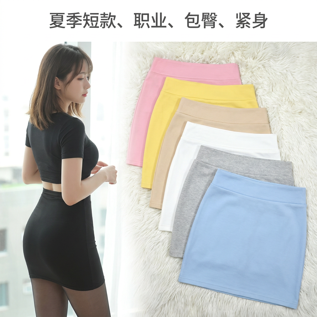 半身裙女小个子黑色包裙夏季短款职业裙子紧身白色包臀性感短裙