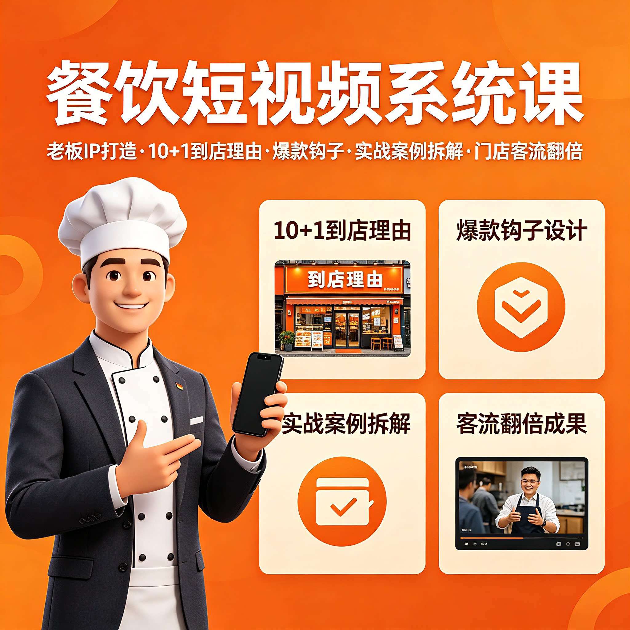 餐饮短视频系统课,实战案例拆解让门店客流翻倍