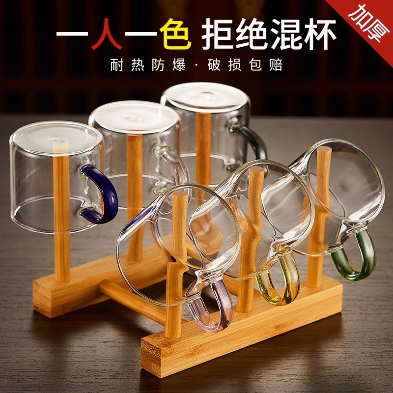 玻璃茶杯套装主人杯家用水杯个人专用喝茶杯高硼硅品茗杯客杯水杯