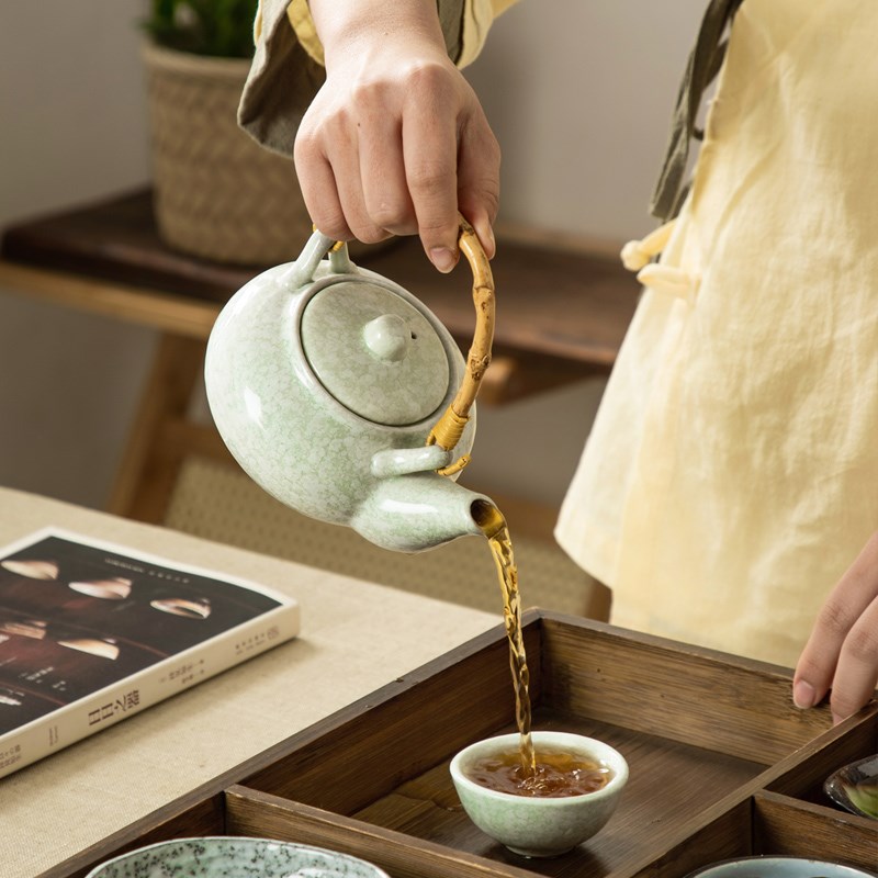 民宿围炉煮茶点心搭配餐具竹木托盘高温明火茶壶下午茶套装早餐盘