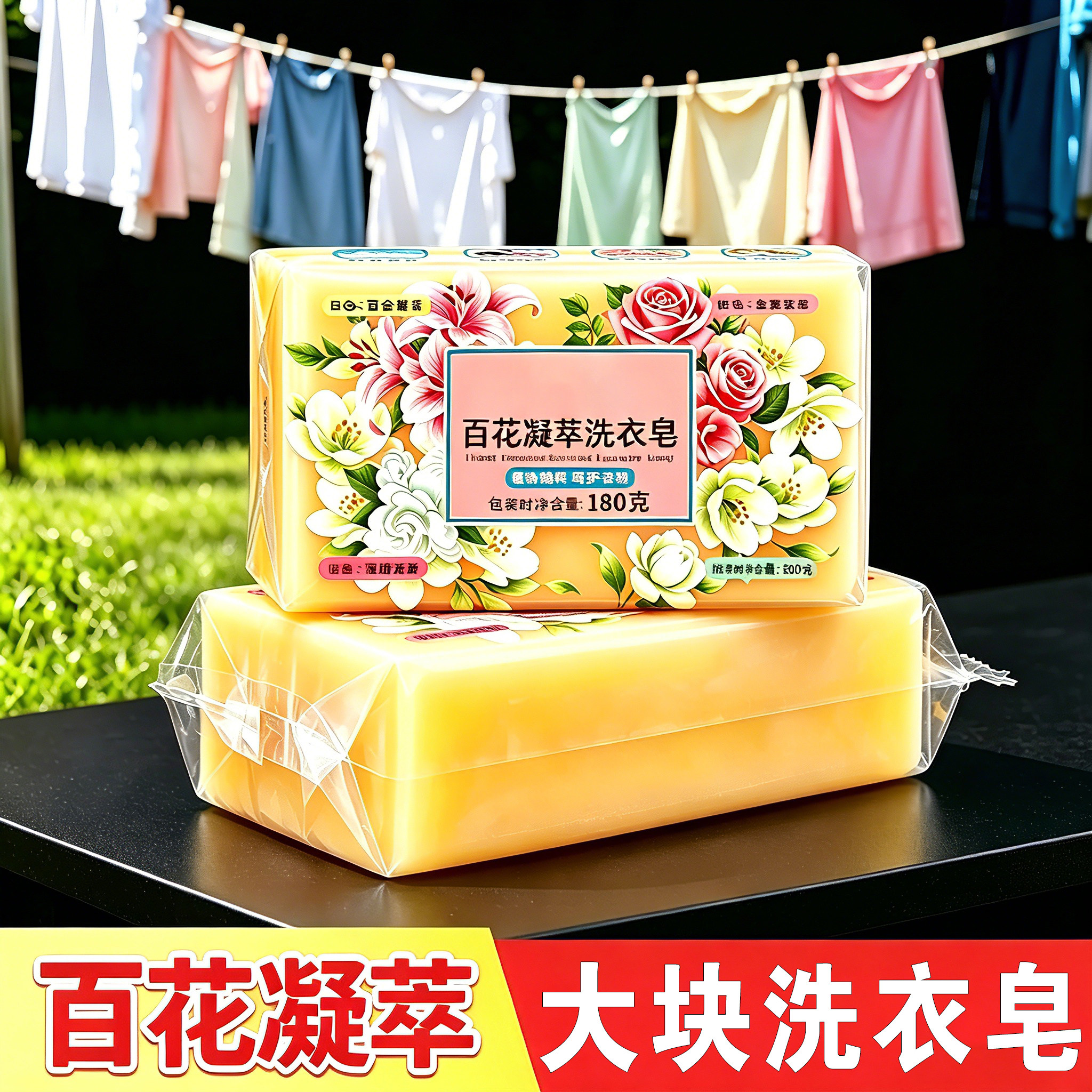 大块花香强力去污洗衣皂家庭装