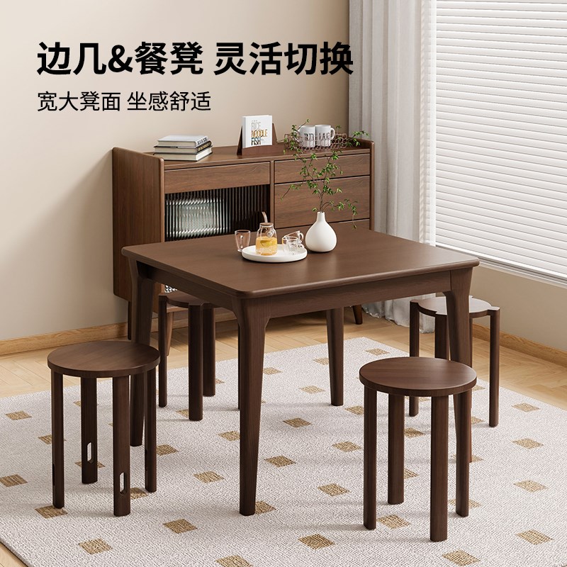 实木凳子可叠放家用叠叠乐带滑轮收纳堆叠凳客人备用凳新中式圆凳