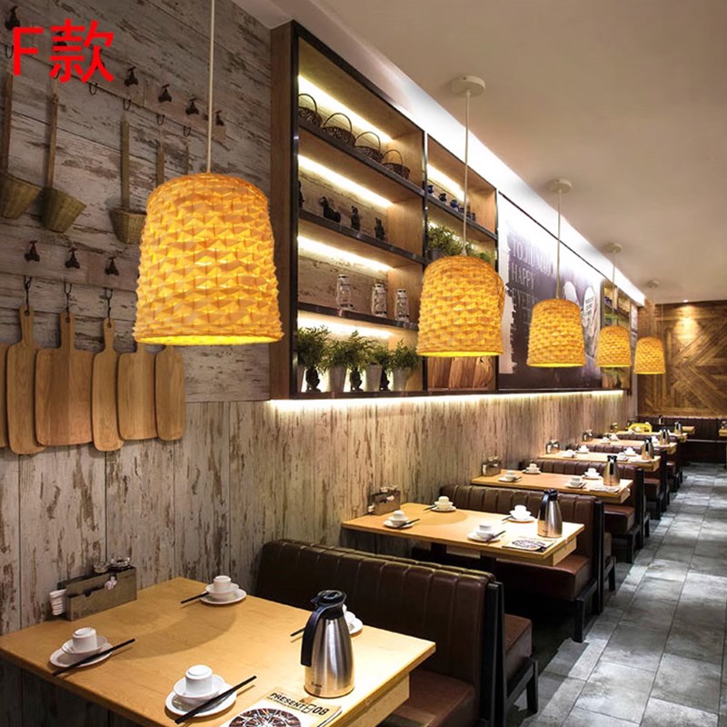 新中式竹艺吊灯民宿客栈茶楼灯笼农家乐特色餐厅火锅店竹编装饰灯