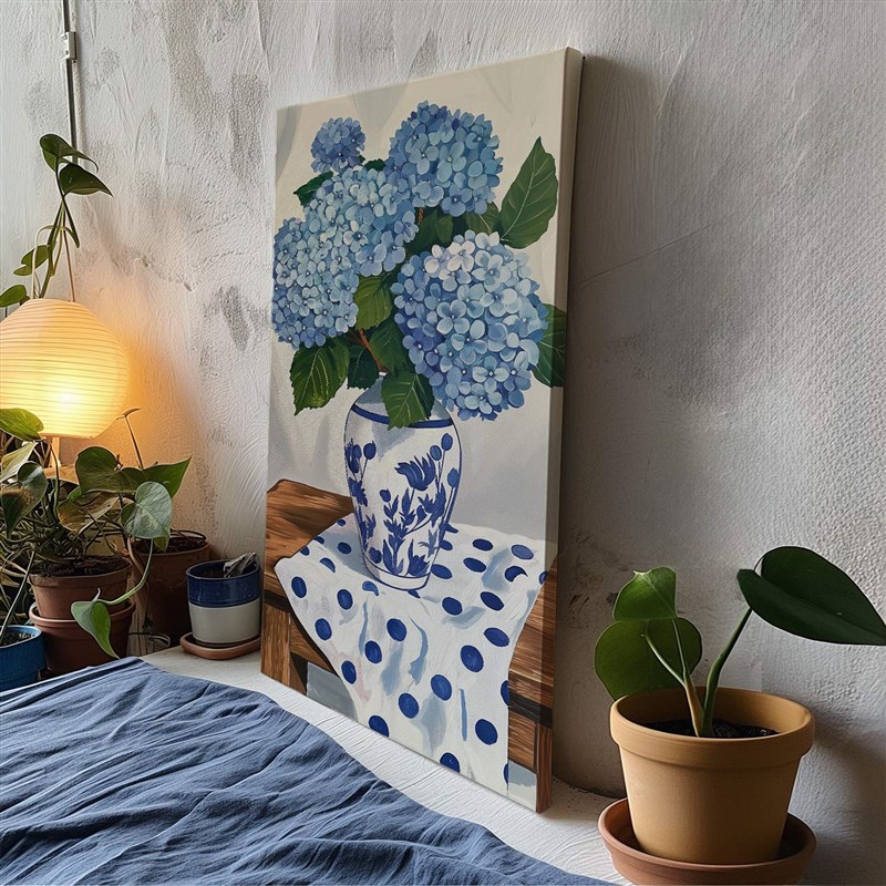 布纸有爱 无尽夏 治愈系蓝色花卉装饰画客厅玄关艺术清新单幅挂画
