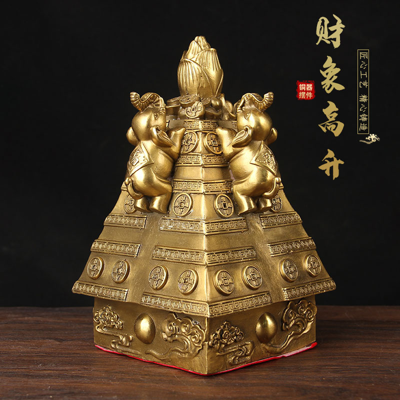 铜财象高升摆件 财位摆件 玄关 办公桌摆件 铜大象摆件 铜象摆件