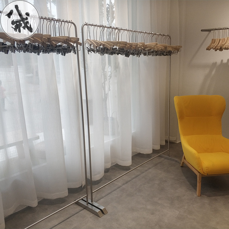 服装店展示架落地式金色不锈钢简约中岛挂衣架陈列正挂女装店货架