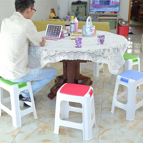 塑料凳子加厚家用餐桌高板凳成人时尚客厅方凳朔料椅熟胶登组合装