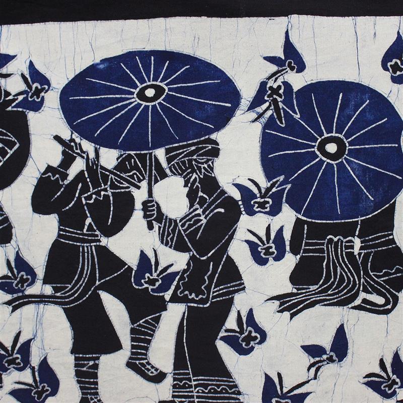 蜡染画蓝春恋餐厅酒吧装饰画棉布壁挂云南民族工艺品苗族壁画手工