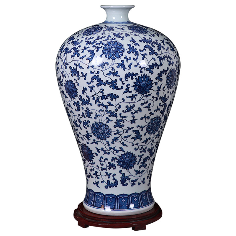 景德镇陶瓷器仿古青花瓷花瓶大号新中式家居客厅桌子插花瓷瓶摆件