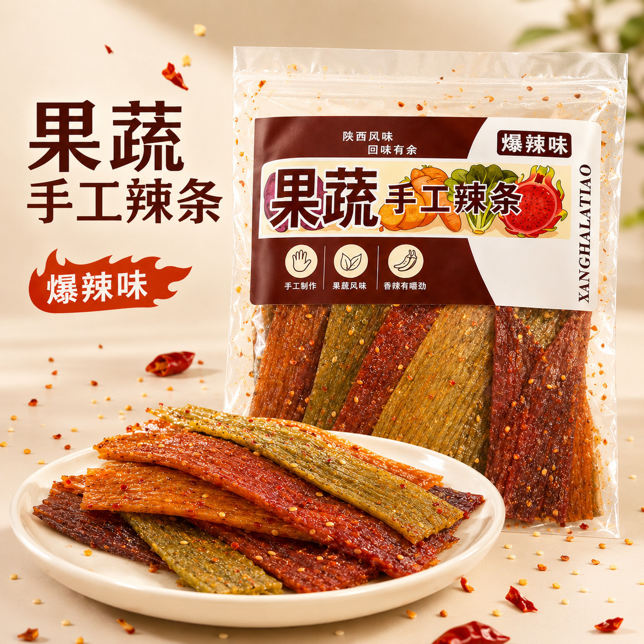 自制陕西特产手工果蔬麻辣条