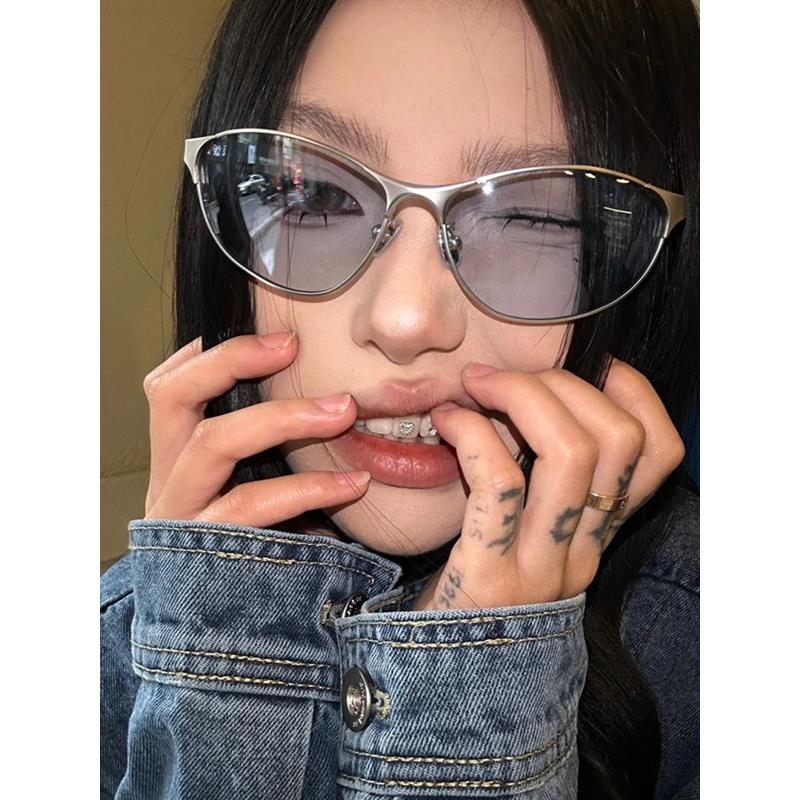 欧美户外运动未来感淡蓝色Y2K气质墨镜女款潮防风护目镜骑行镜男