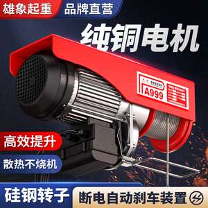 雄象微型电动葫芦小型吊机220V110V家用楼顶钢丝绳起重机电动葫芦