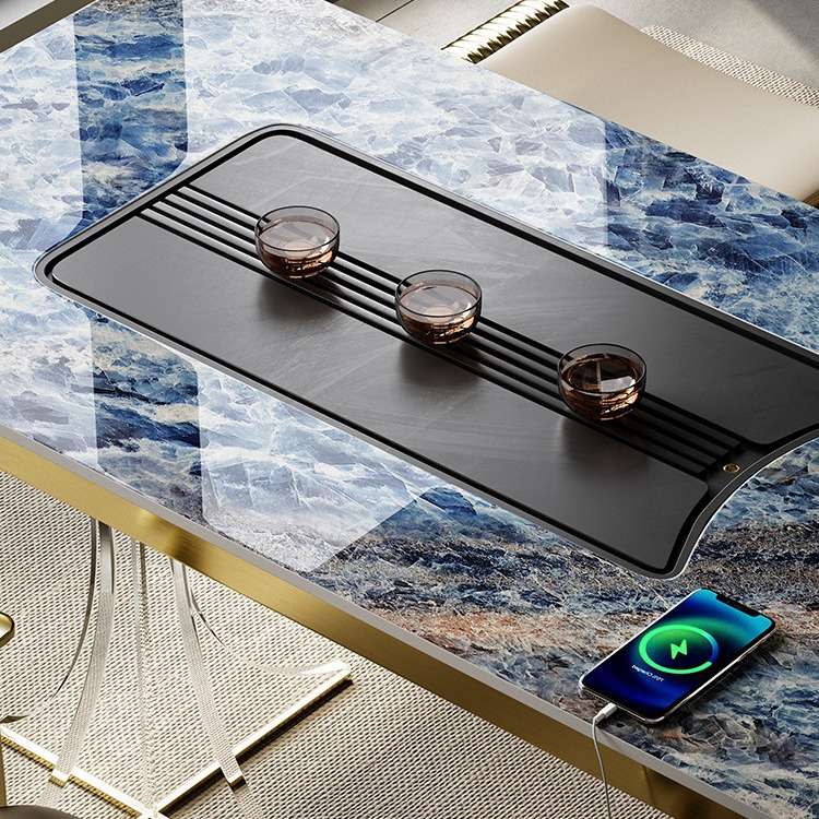 轻奢风阳台岩板茶台现代茶桌椅组合高级亚克力悬浮茶桌泡茶茶艺桌