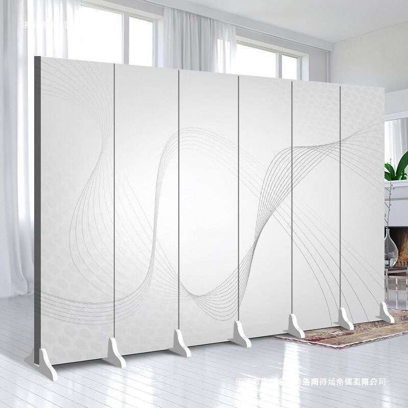 移动办公室公司LOGO简约现代折叠折屏进门屏风隔断纯白色简易遮挡