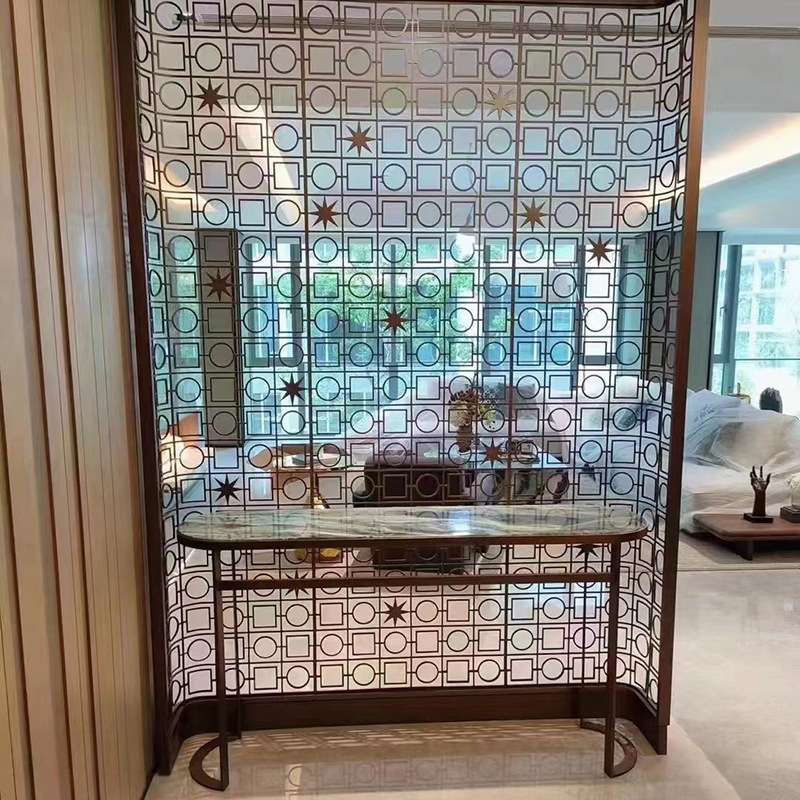 新中式折叠艺术隔断墙 办公室酒店餐厅入户装饰画不锈钢屏风隔断