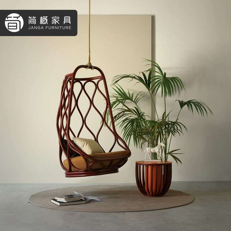 户外庭院花园秋千吊椅别墅露台藤编摇椅防水防晒阳台金属藤椅吊蓝