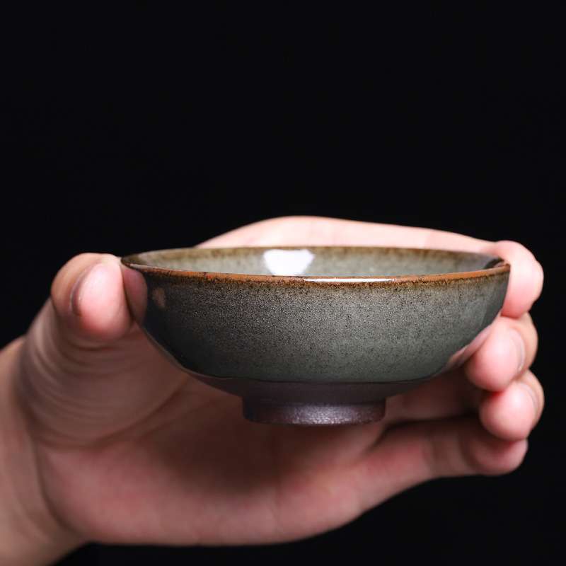龙窑柴烧建盏灰贝茶杯纯手工复古主人杯单杯建阳铁胎大号茶盏杯
