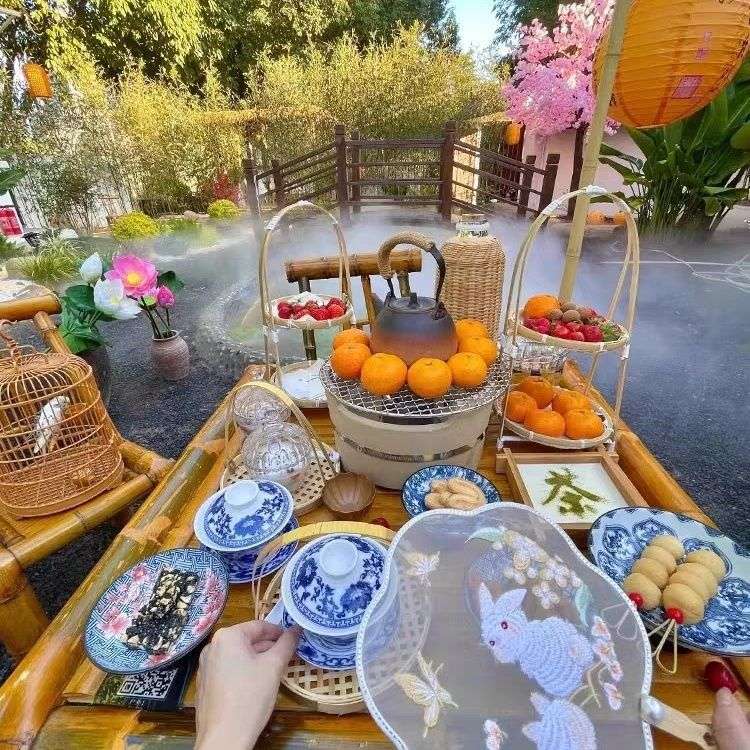 竹桌椅组合竹椅子老式竹桌子户外方桌茶桌休闲竹制品家具围炉煮茶