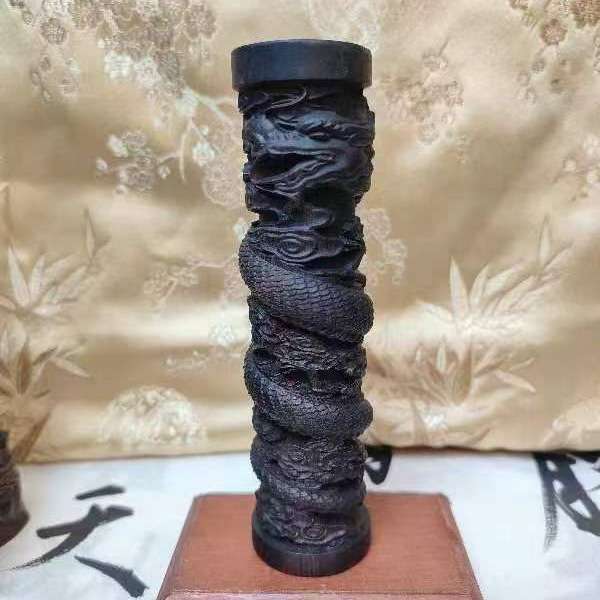 沉香木雕实木雕刻生肖龙工艺品手把件盘龙柱手把客厅家居装饰品