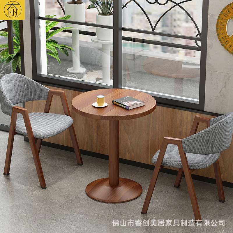 北欧小户型奶茶店桌椅饭桌餐桌布艺组合公寓出租房洽谈桌椅咖啡桌