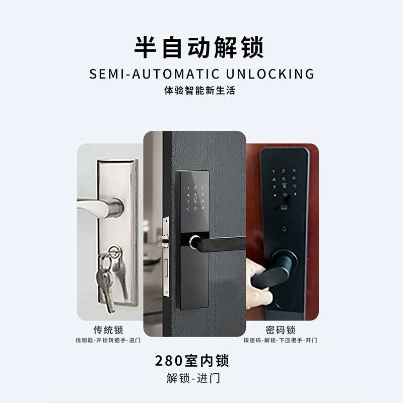APP远程管理公寓智能门锁家用防盗门电子密码锁酒店宾馆刷卡门锁