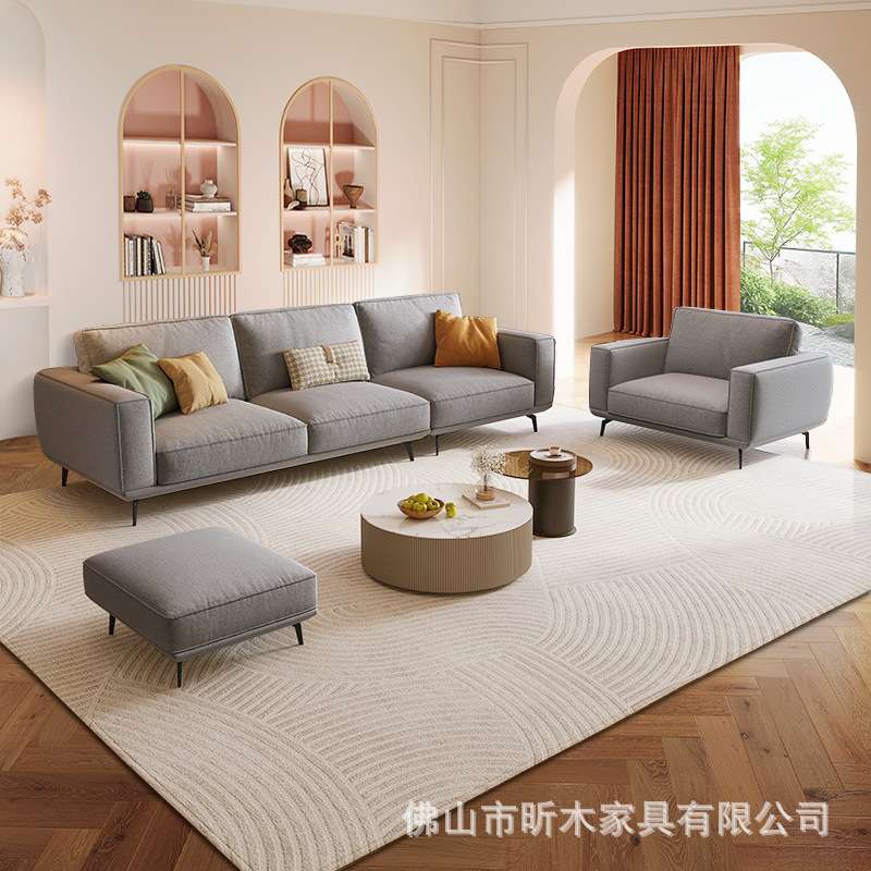 北欧棉麻布艺沙发小户型现代简约客厅灰色三人直排豆腐块拆洗沙发