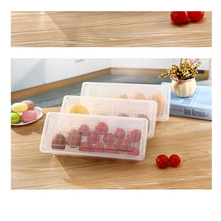 泽诚厨房沥水保鲜盒塑料套装 海鲜蔬菜长方形冰箱冷藏储藏收纳盒