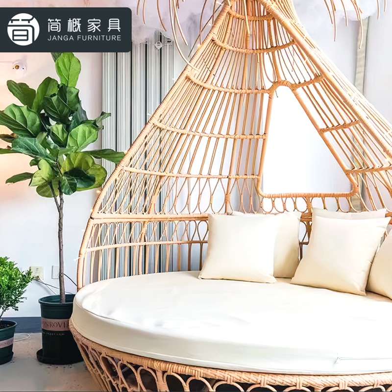 户外别墅花园鸟巢沙发休闲创意藤沙发家具室外民宿阳台泳池鸟巢床