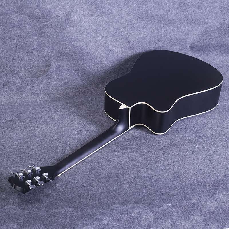 41寸民谣吉他guitar 初学椴木吉它 哑光黑色 缺角练习琴厂家