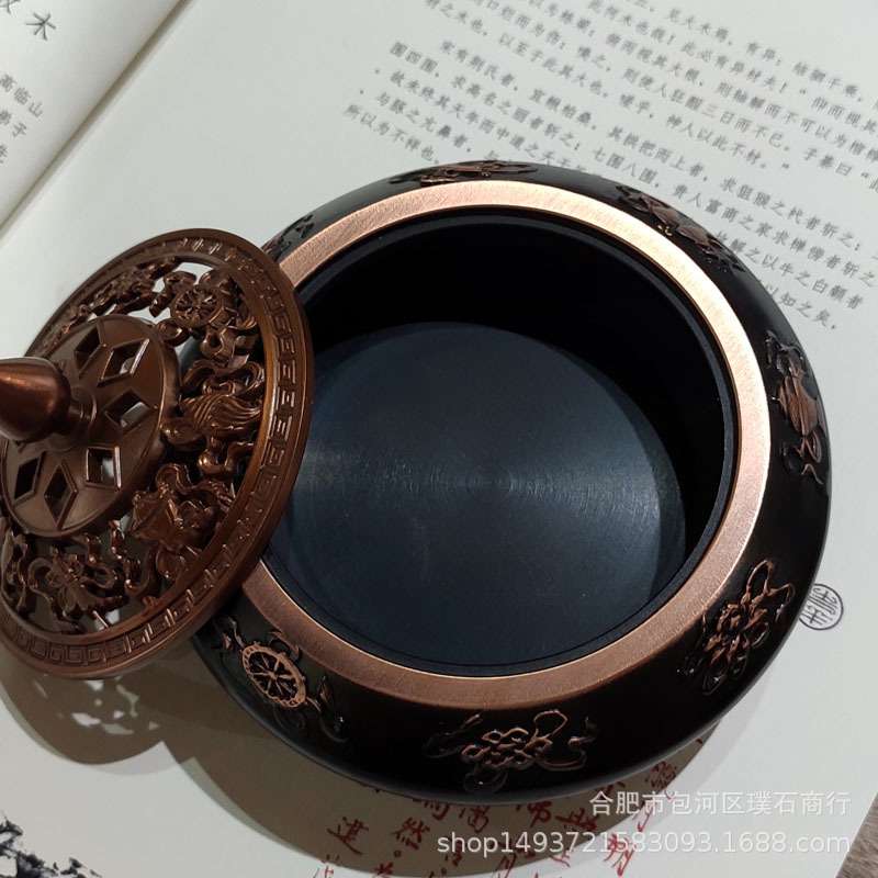 撞色八宝扁三足红黑色浮雕炉林芝墨脱阿里地区旅游纪念品(现货)