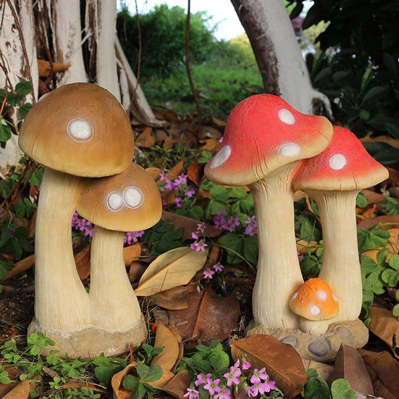 厂家直销花园院子造景幼儿园草坪装饰品树脂植物模型蘑菇摆件庭院