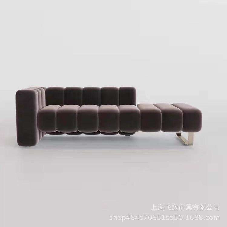 北欧轻奢丝绒布艺靠背贵妃榻后现代卧室贵妃榻懒人沙发创意床尾凳