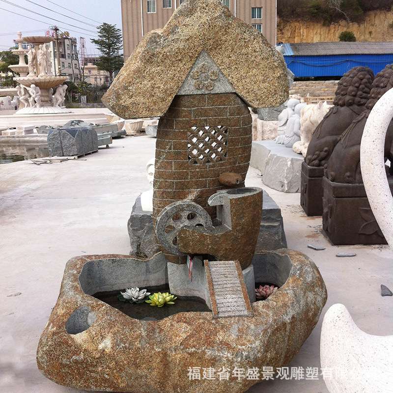 福建厂家自然石流水雕刻　小桥流水喷泉 家居别墅室内外装饰摆件