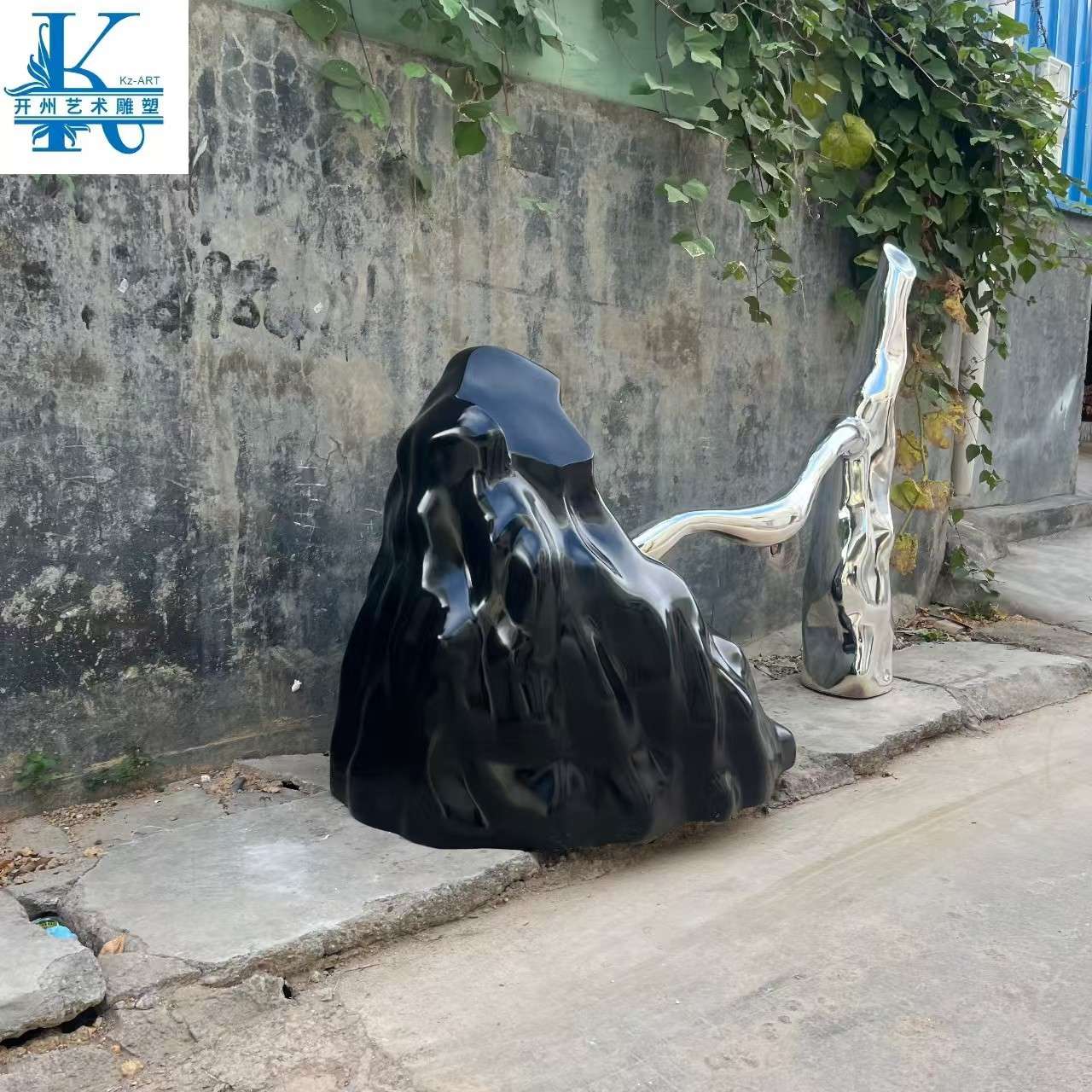 售楼部酒店大堂仿真假山石造景庭院花园抽象太湖石雕塑落地装饰品