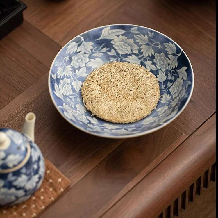 苏打釉禅意磨砂粗陶养壶壶承茶道配件复古元青花单层壶托茶承