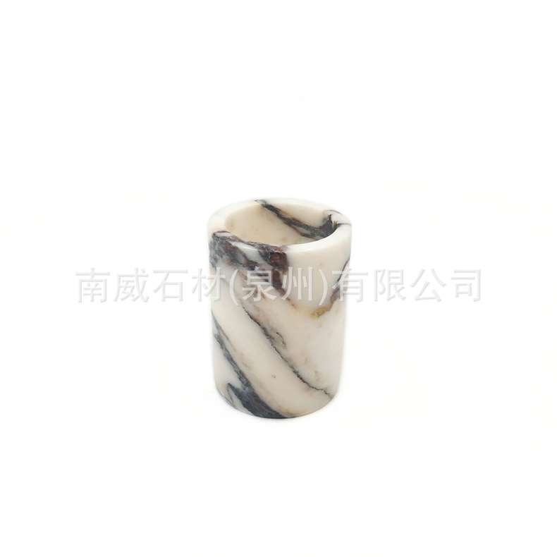 轻奢风天然大理石笔筒桌面美妆梳子眉笔粉刷子收纳筒漱口杯蜡烛杯