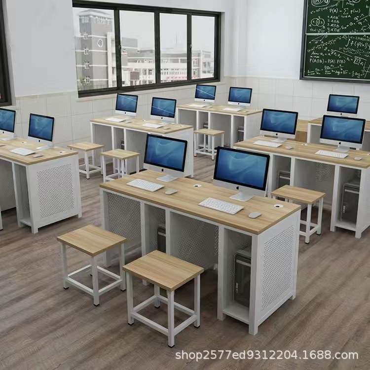 学校单人双人位电脑桌多媒体教室微机室计算机房翻转课桌散热设计