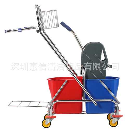白云清洁下压式双桶榨水车AF08087酒店物业保洁34升轻巧型挤水桶