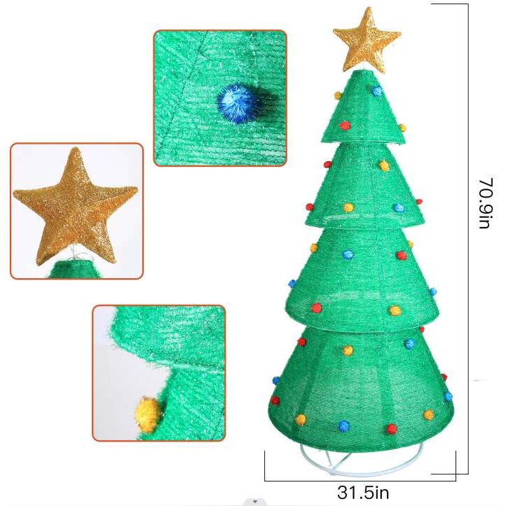 1.8m四层伸缩圣诞树灯200灯10%闪泡圣诞装饰树灯Christmas tree