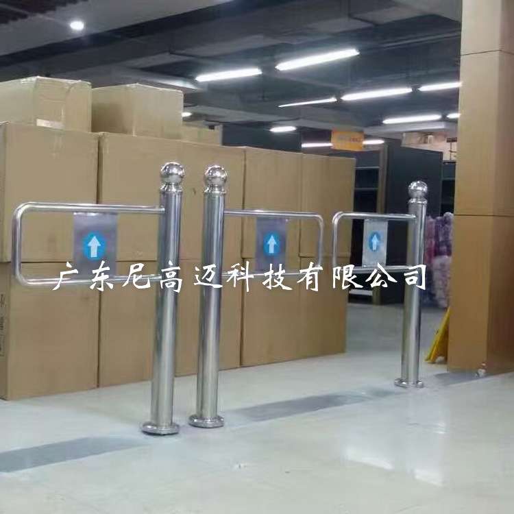 超市手推单向不锈钢摆闸 商店进出口通道柱式滚闸门 机械三辊闸机
