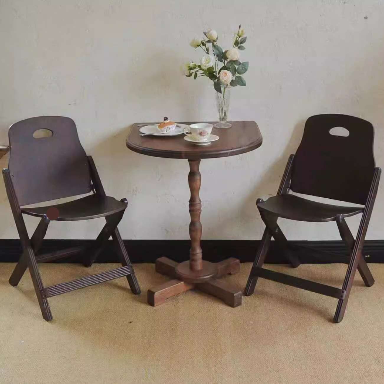 简餐桌子茶几实木椭圆长桌法式咖啡角布置个性多功能方圆茶桌边几