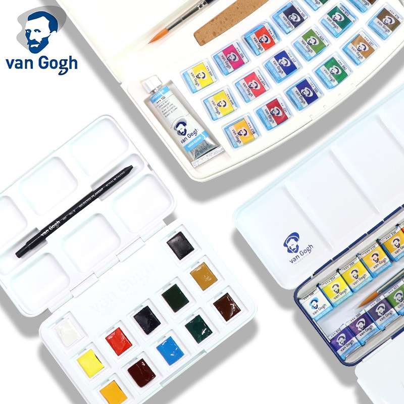 泰伦斯Van Gogh梵高水彩凡高固体水彩12色15色18色24色36色蓝铁盒